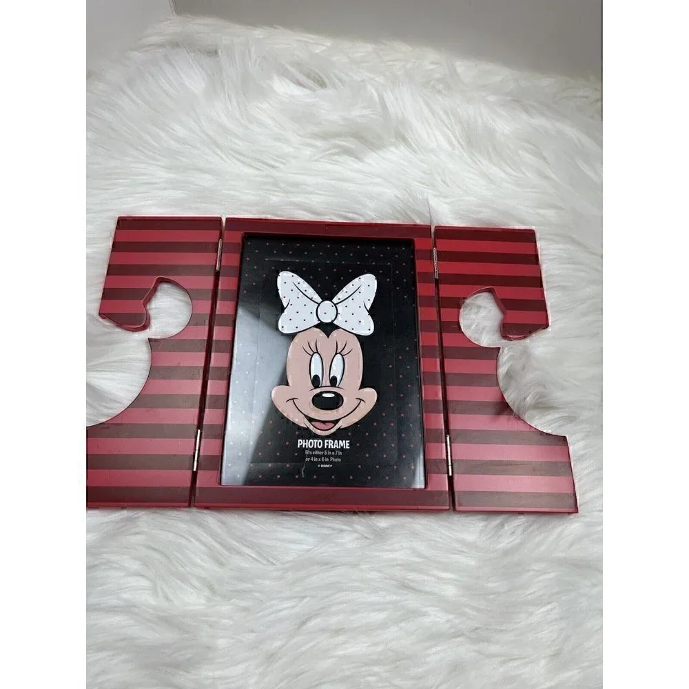 Disney Minnie Mouse Picture Photo Frame Holder  Polka Dots Fold Out Red